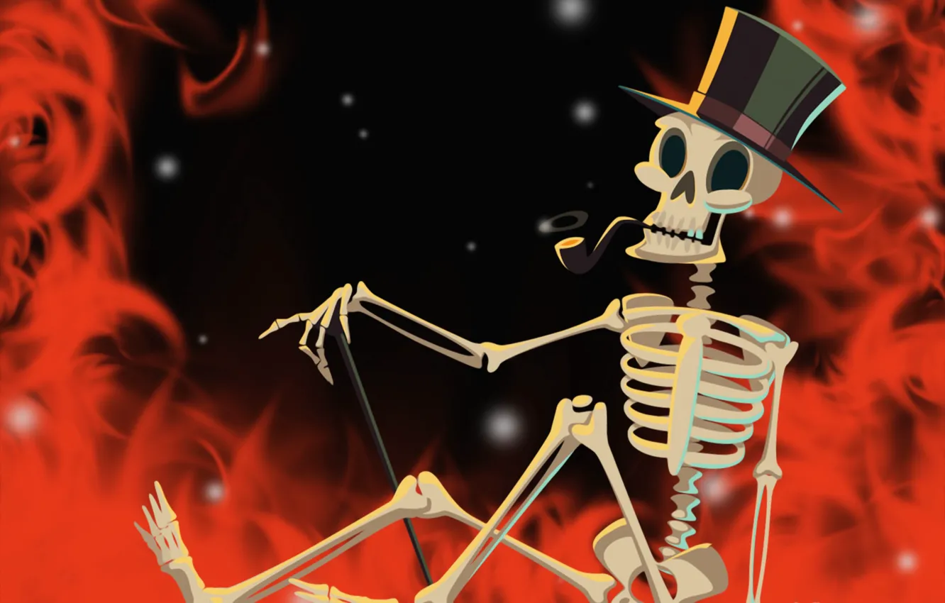 Фото обои огонь, скелет, хэллоуин, helloween