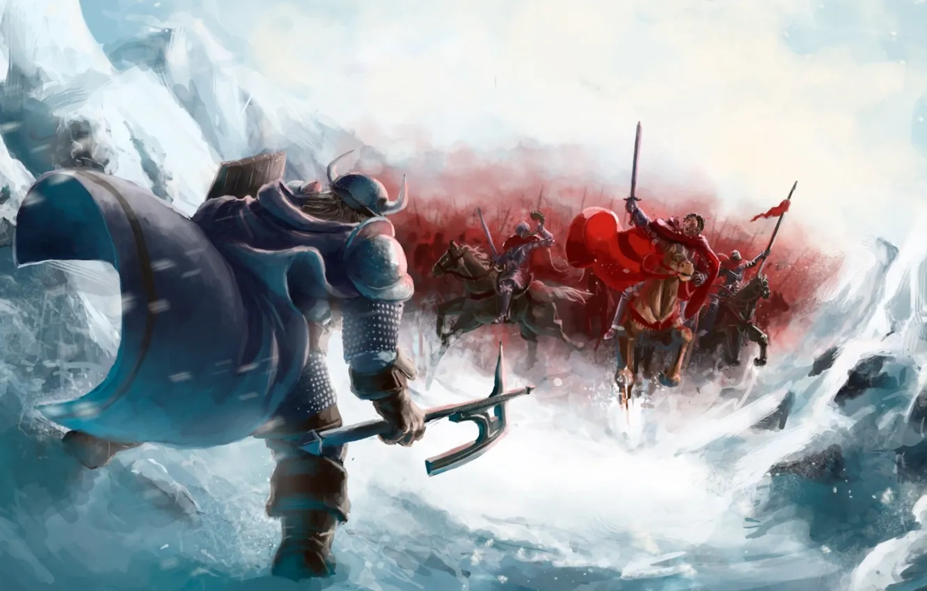 Фото обои армия, фэнтези, арт, схватка, викинг