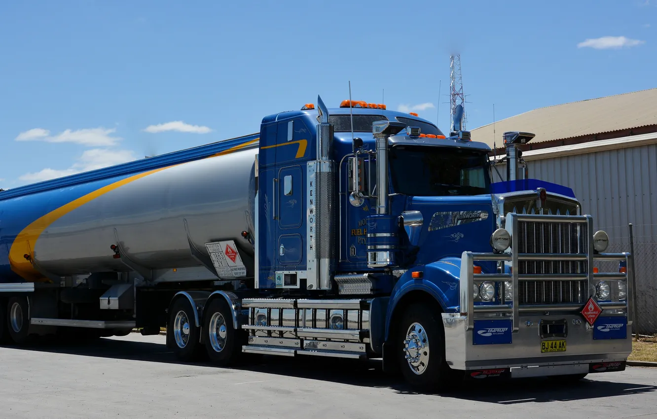 Фото обои синий, kenworth, цистерна, tanker, w900