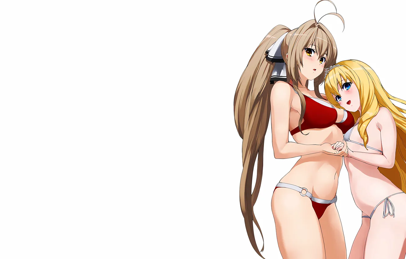 Фото обои sexy, cleavage, long hair, girls, boobs, anime, blue eyes, beautiful