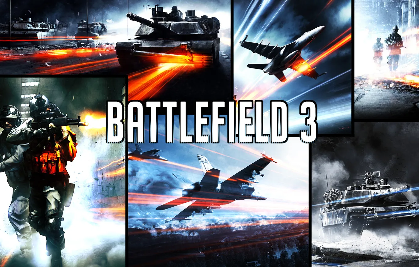 Фото обои игры, red, Battlefield 3, tanks, jets