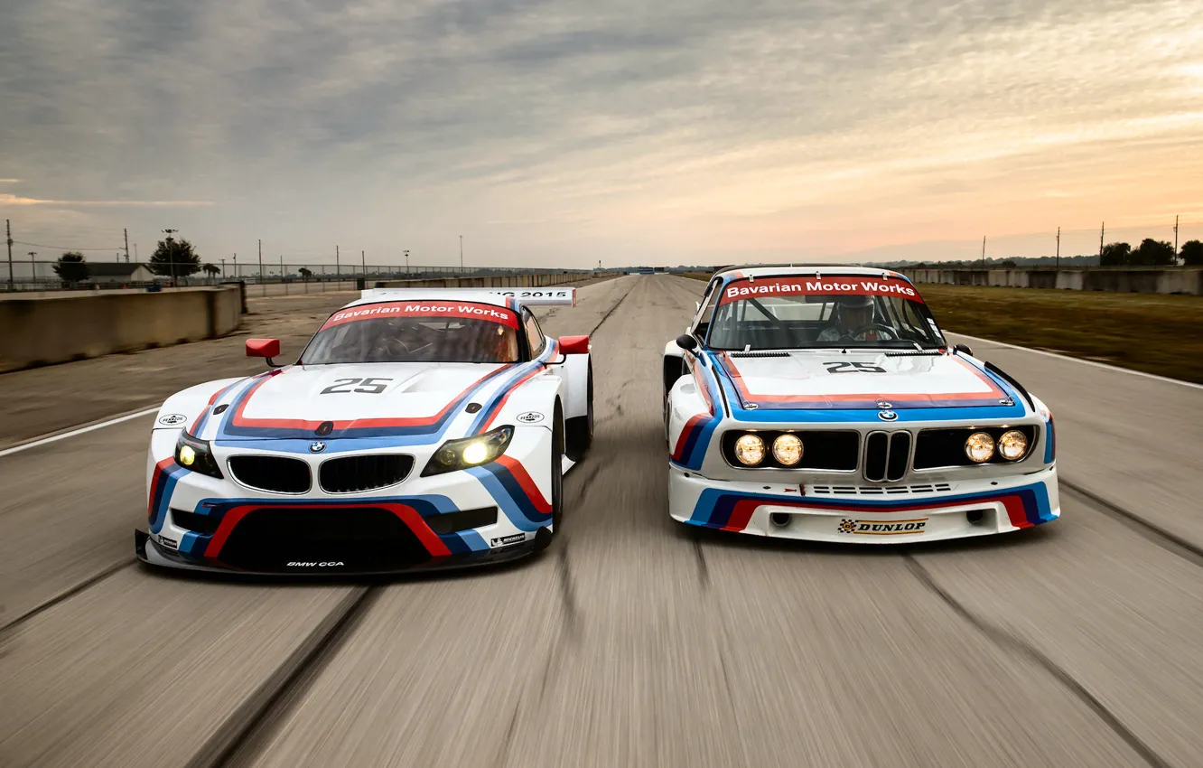 Фото обои БМВ, Трасса, 1975, 2015, Sebring, BMW Z4 GTLM, BMW 3.0 CSL