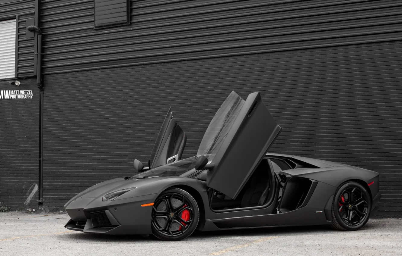 Фото обои Lamborghini, Space, Front, Grey, LP700-4, Aventador, Supercar, Doors