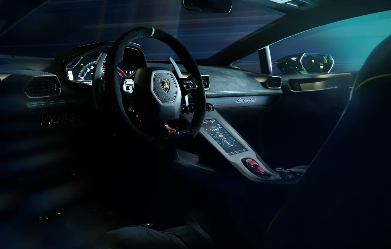 Фото обои Lamborghini, steering wheel, Huracan, dashboard, Lamborghini Huracan STO SC 10° Anniversario