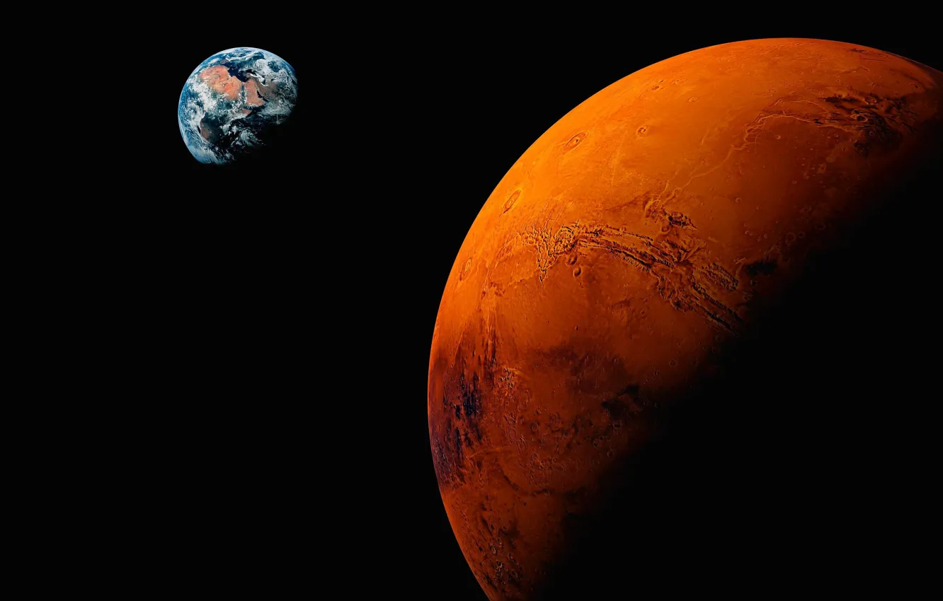 Фото обои пространство, земля, планета, марс, красная планета