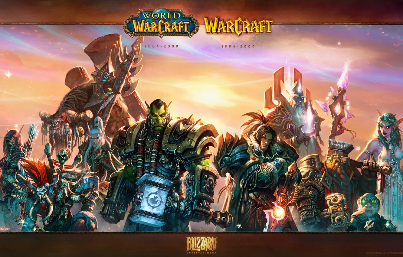 Фото обои эльф, человек, WoW, World of Warcraft, гном, орк