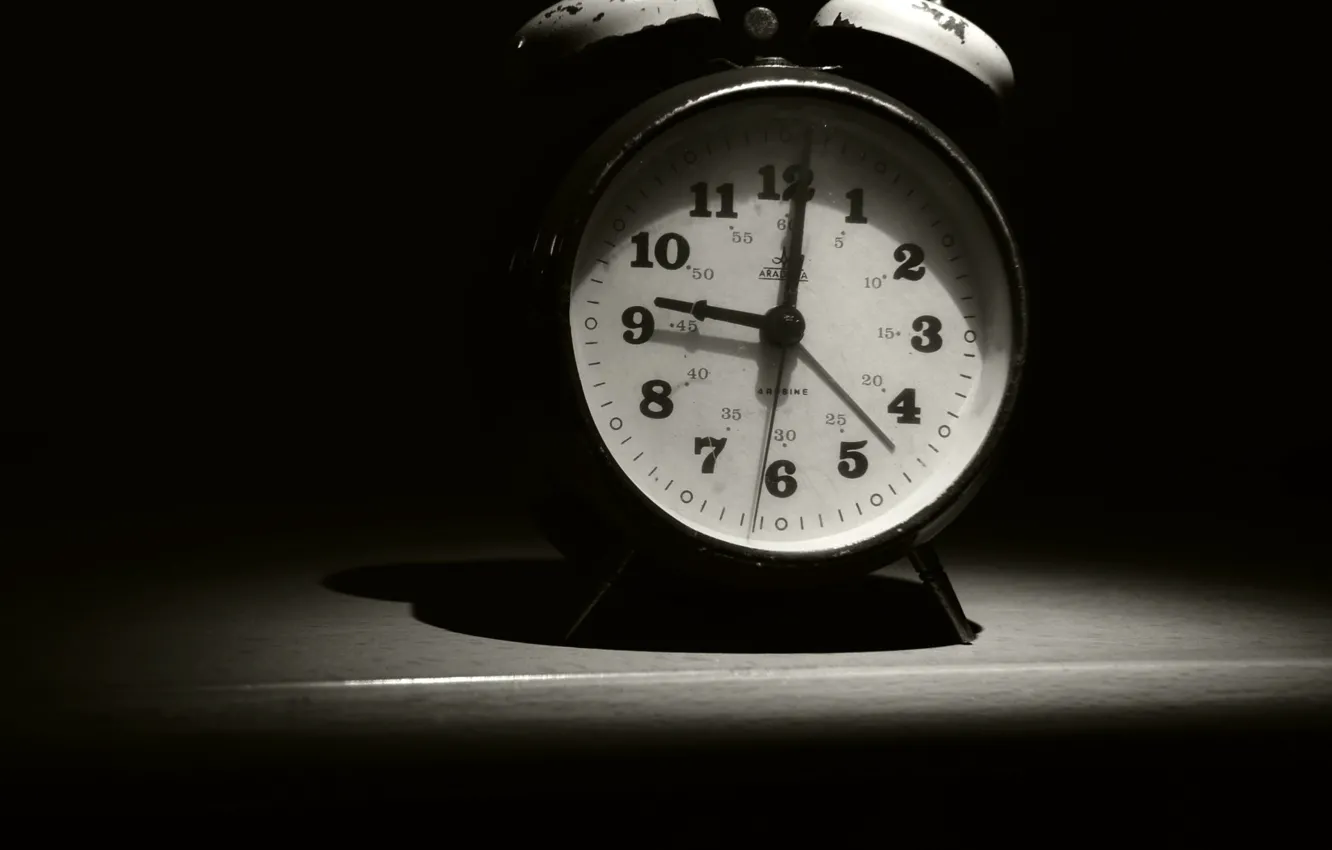 Фото обои Old, Time, Monochrome, Clock, Alarm