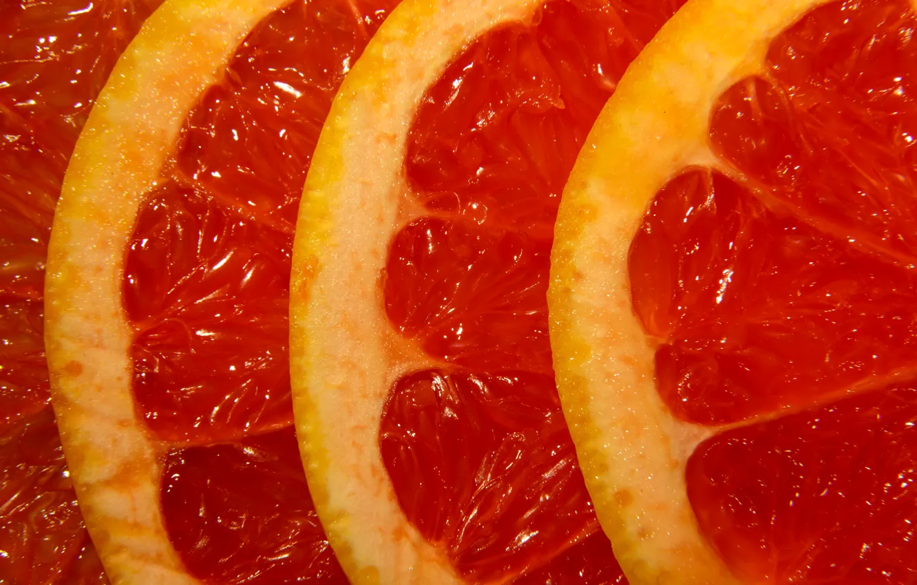 Фото обои макро, фрукт, Slices of grapefruit