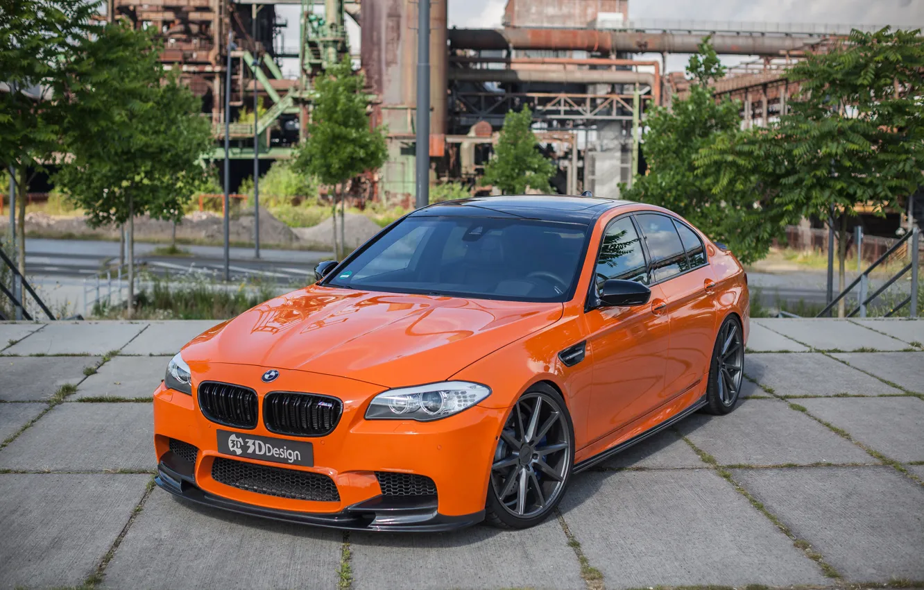 Фото обои car, тюнинг, BMW, автомобиль, передок, orange, 3D Design