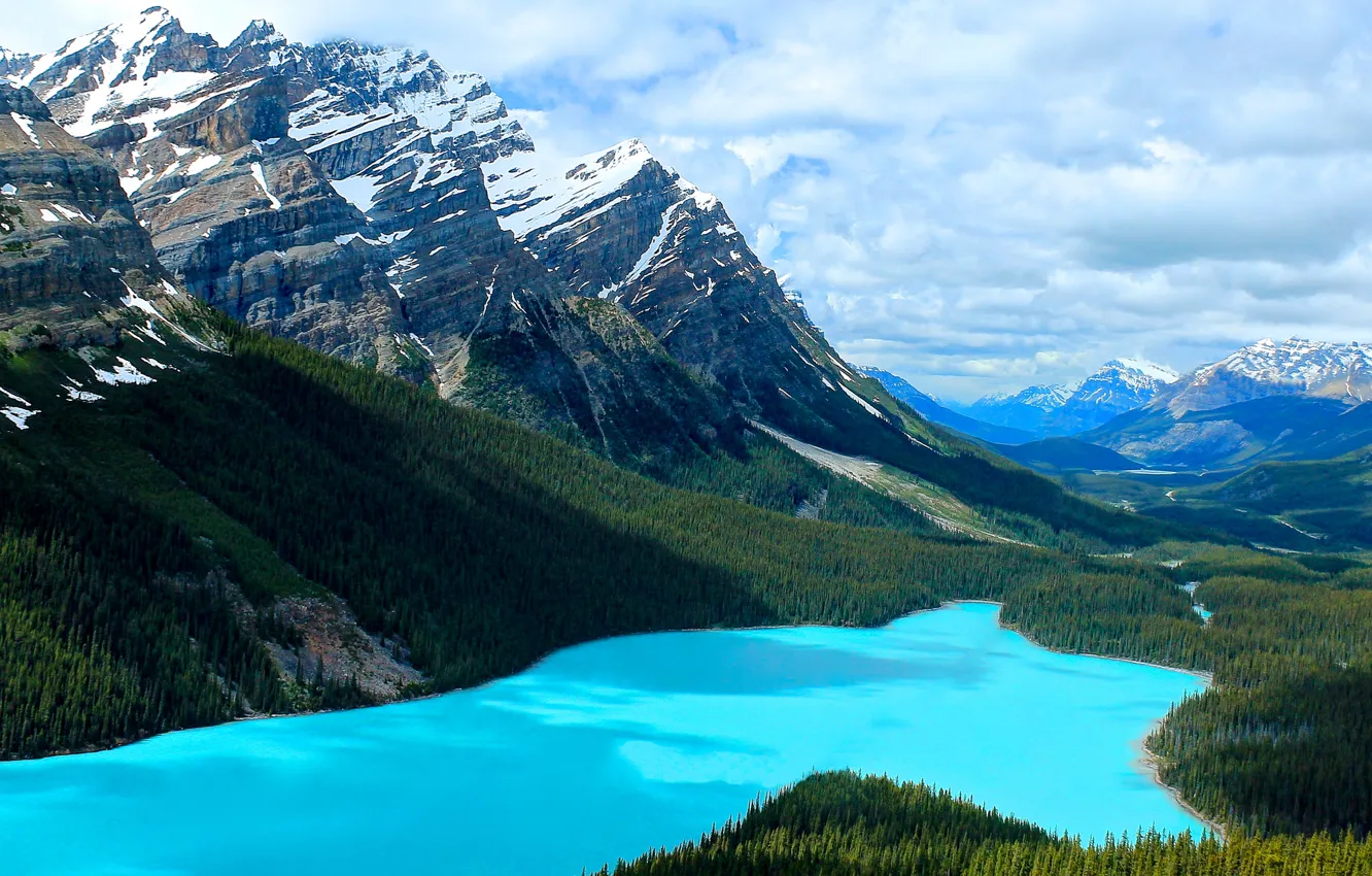 Фото обои лес, горы, озеро, голубое