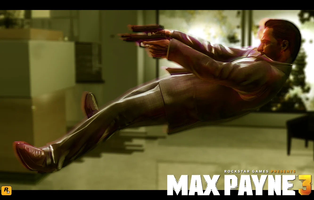 Фото обои прыжок, пистолеты, rockstar, Max Payne 3