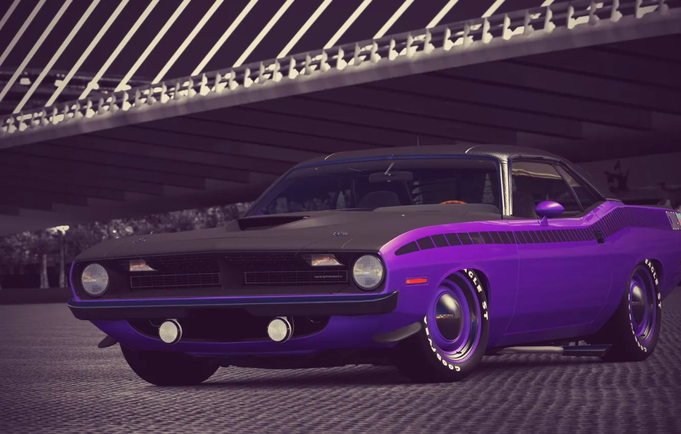 Фото обои Purple, 1970, 340, Plymouth, Six, Cuda, AAR, Gran Turismo 6