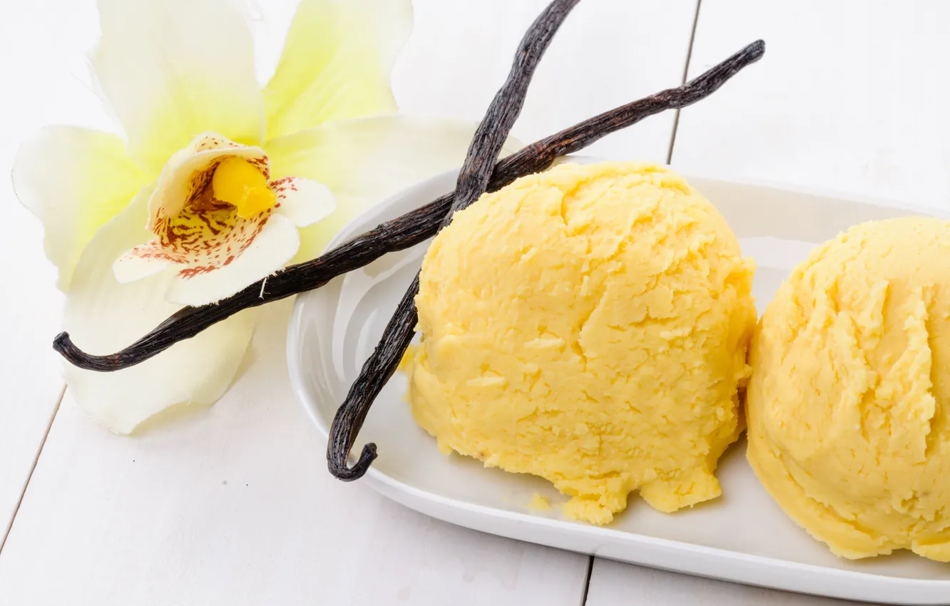Фото обои мороженое, орхидея, сладкое, ваниль, Orchid, dessert, Ice cream, Sweets