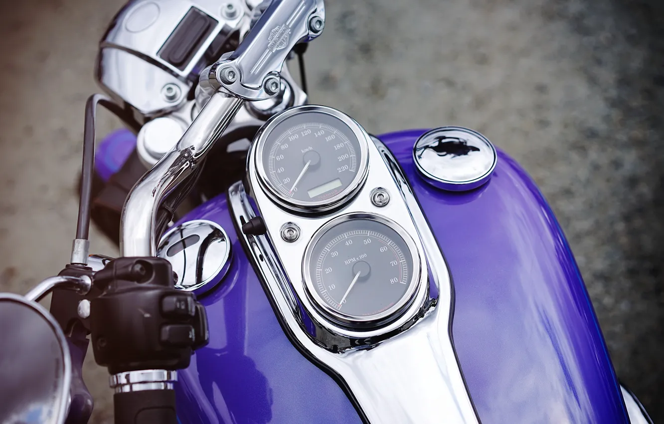 Фото обои спидометр, мотоцикл, Harley, байк, бак