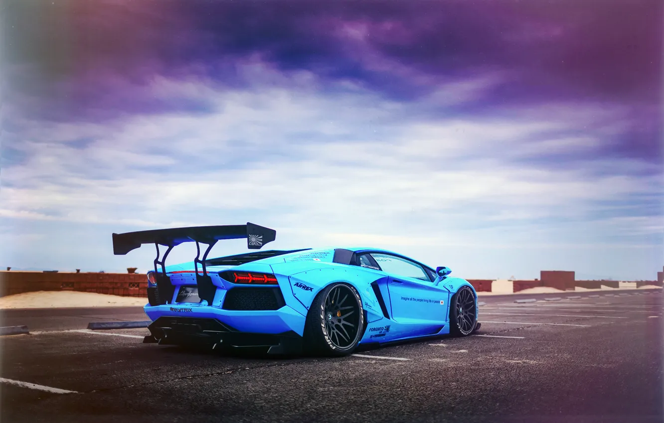 Фото обои Lamborghini, LP700-4, Aventador, Blue Shark, Liberty Walk Performance