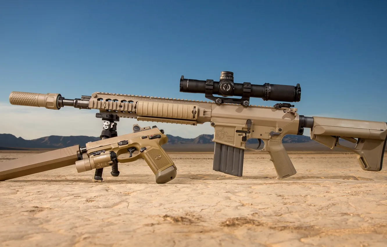 Фото обои оружие, pistol, винтовка, weapon, глушитель, custom, ar-15, assault rifle