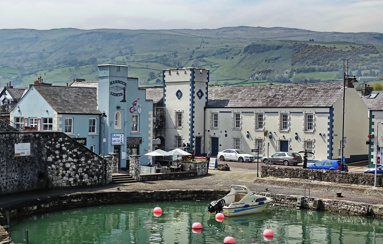 Фото обои Город, Набережная, Town, Harbour, Северная Ирландия, Northern Ireland, Карнлау, Carnlough