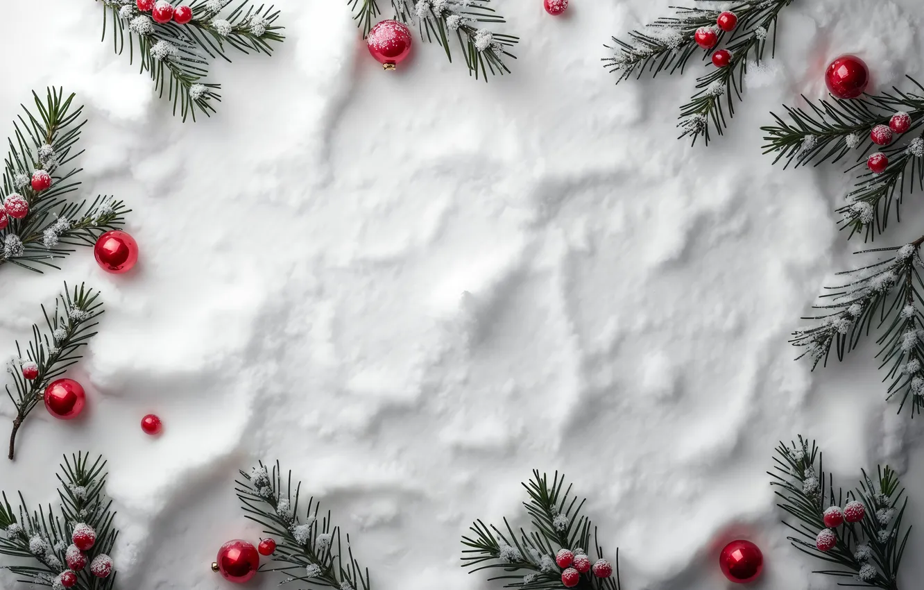 Фото обои снег, украшения, фон, шары, Рождество, Новый год, new year, Christmas