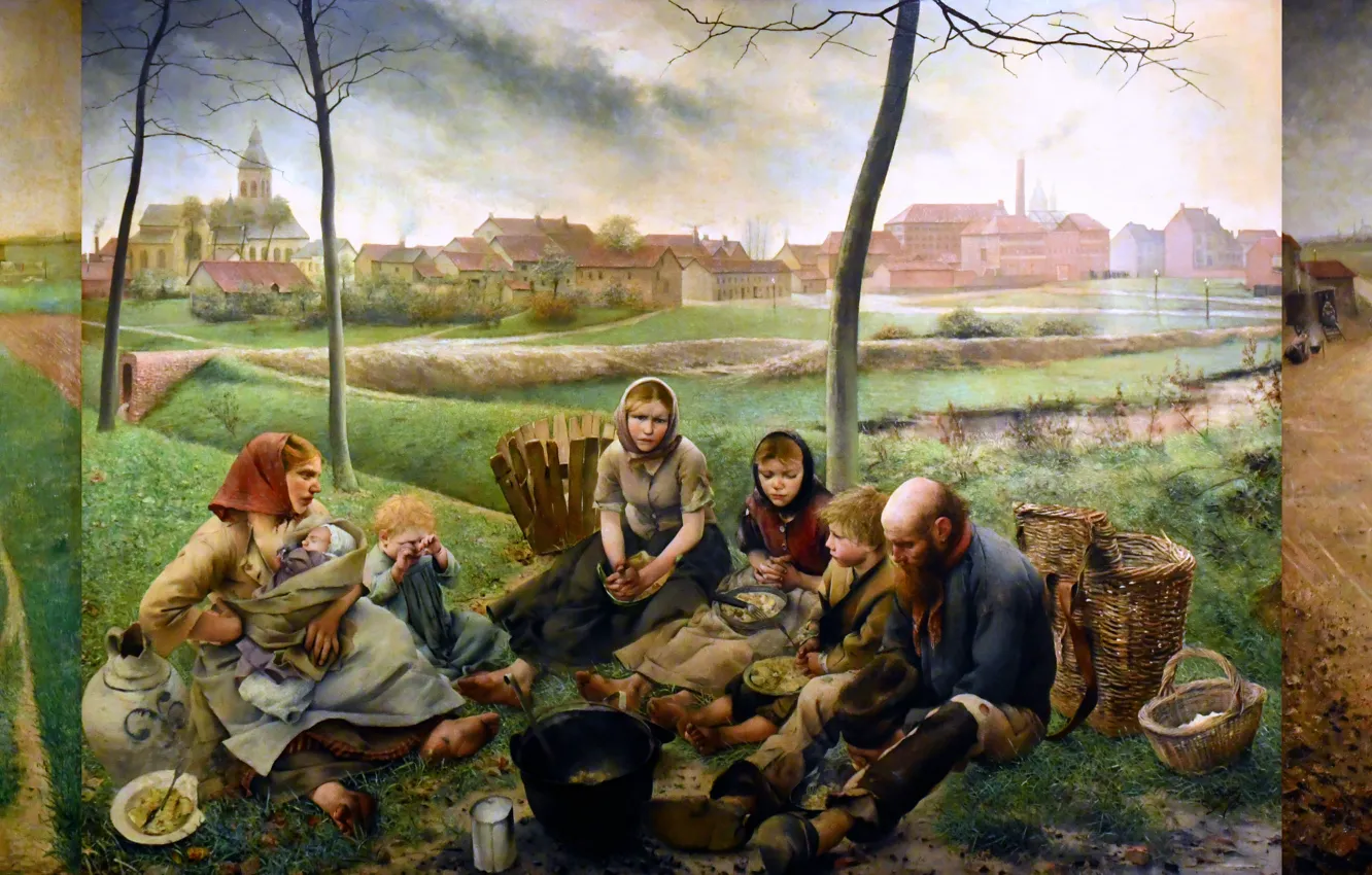 Фото обои Люди, Картина, Бельгийский художник, Леон Анри Мари Фредерик, Leon Henri Marie Frederic, Leon Frederic, Леон …