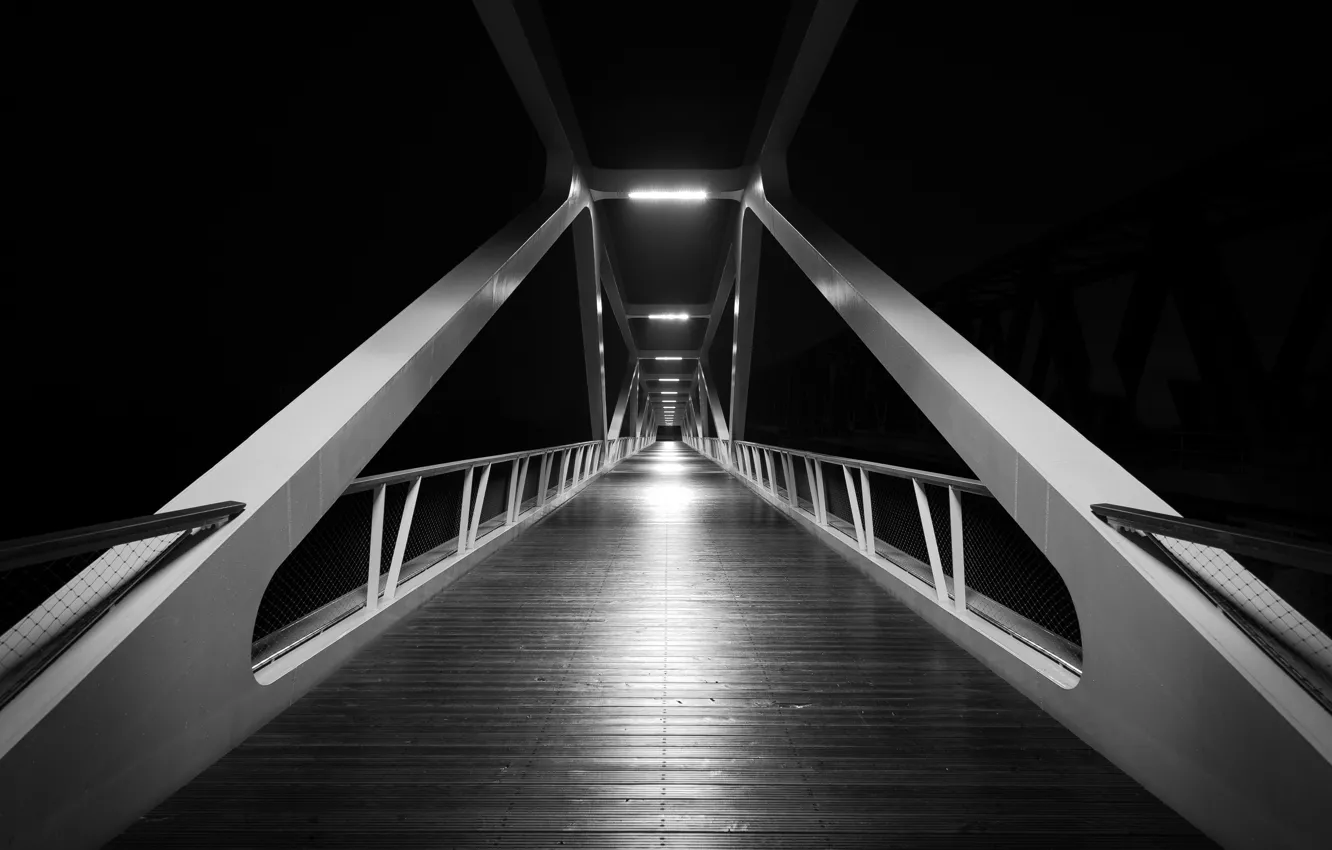 Фото обои design, bridge, black and white, structure, b/w, construction, centred composition