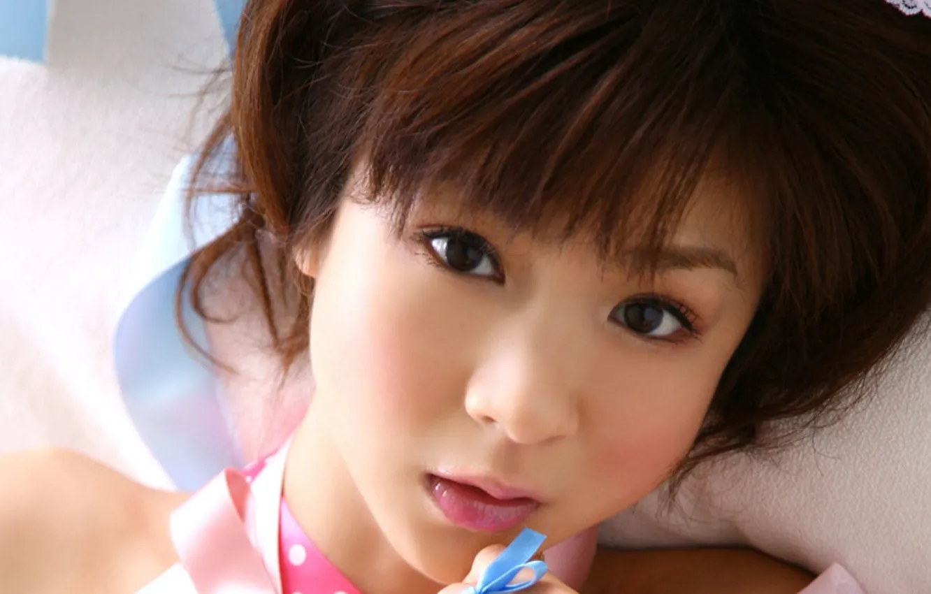 Фото обои взгляд, девушка, азиатка, aki hoshino