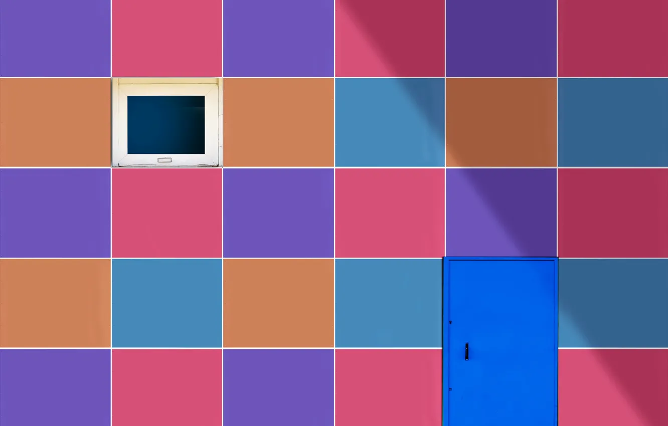 Фото обои цвета, стена, дверь, окно