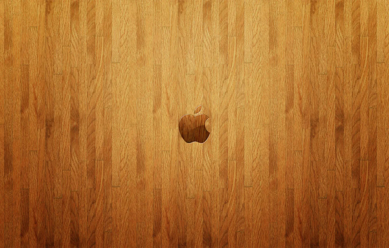 Фото обои Apple, wall, Logo, wood