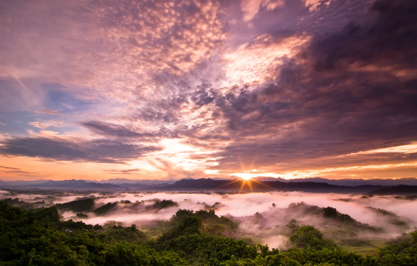 Фото обои облака, закат, тайвань