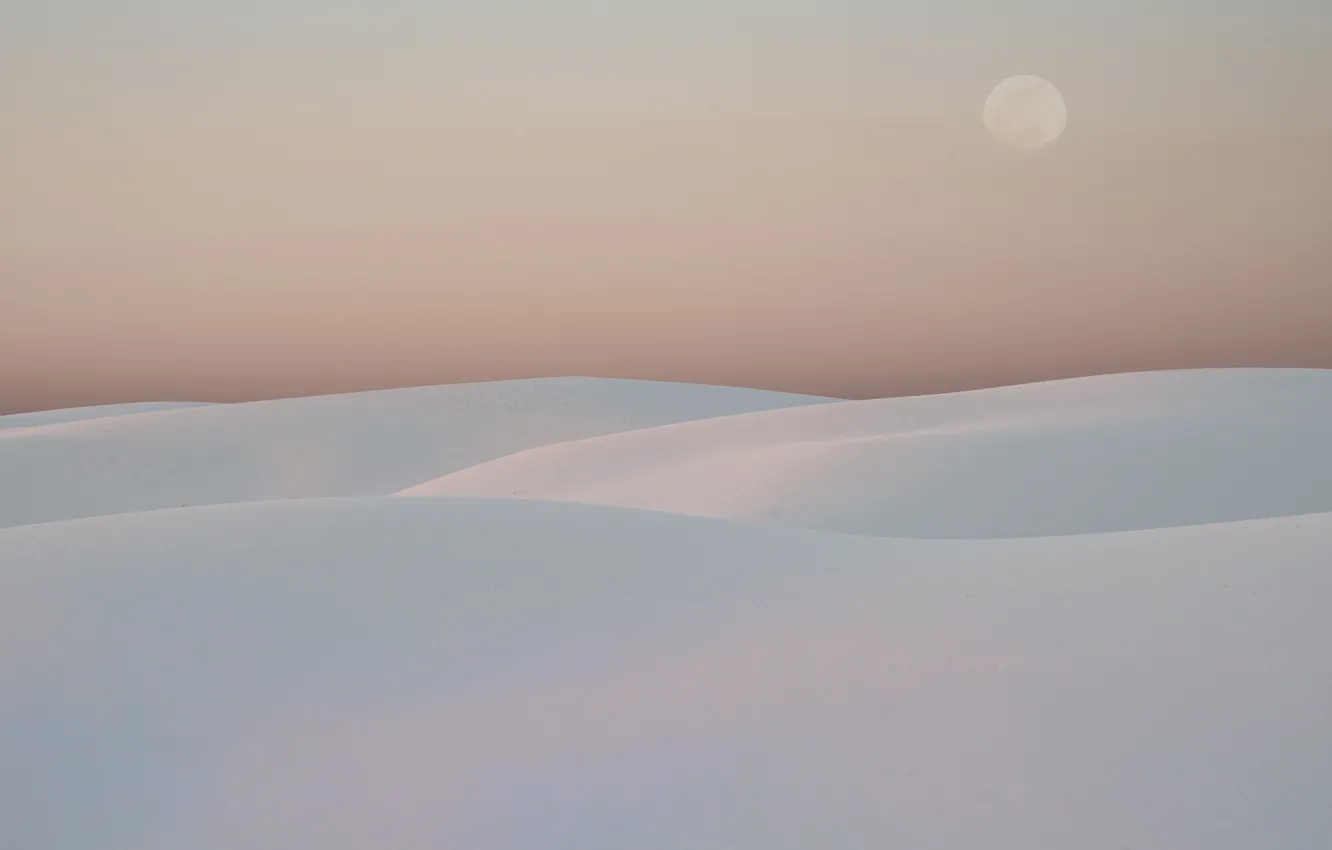 Фото обои луна, пустыня, США, Нью-Мексико, белый песок