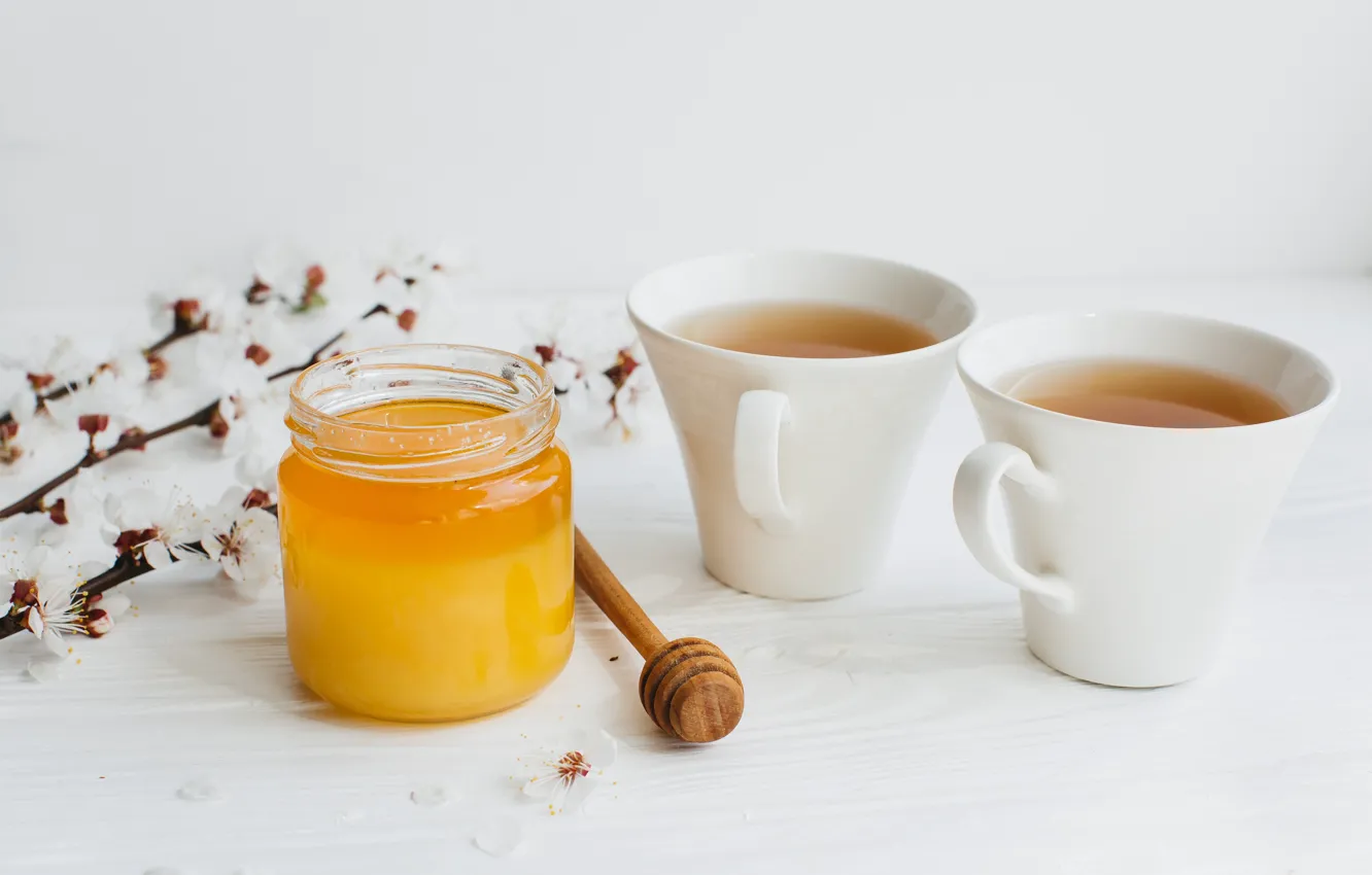 Фото обои цветы, чай, мед