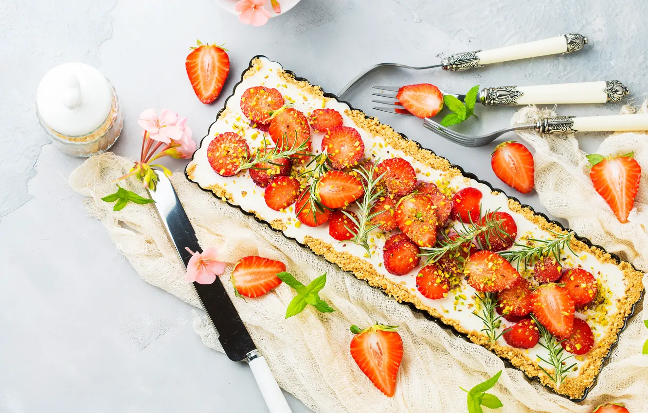 Фото обои ягоды, клубника, пирог, Iryna Melnyk