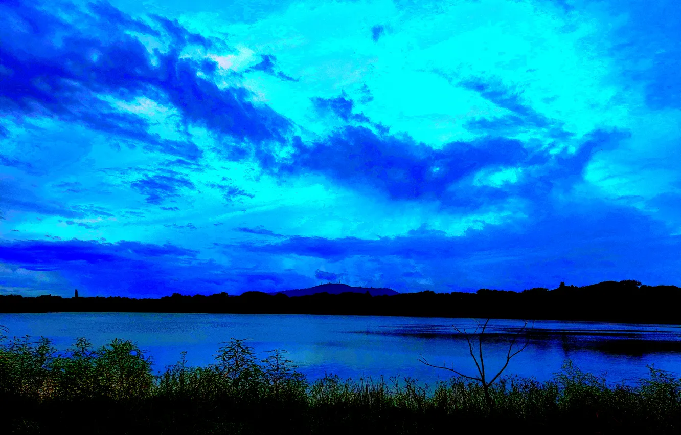 Фото обои Sky, Water, Dawn, Morning, Lake, Trees, Reflection, First Light