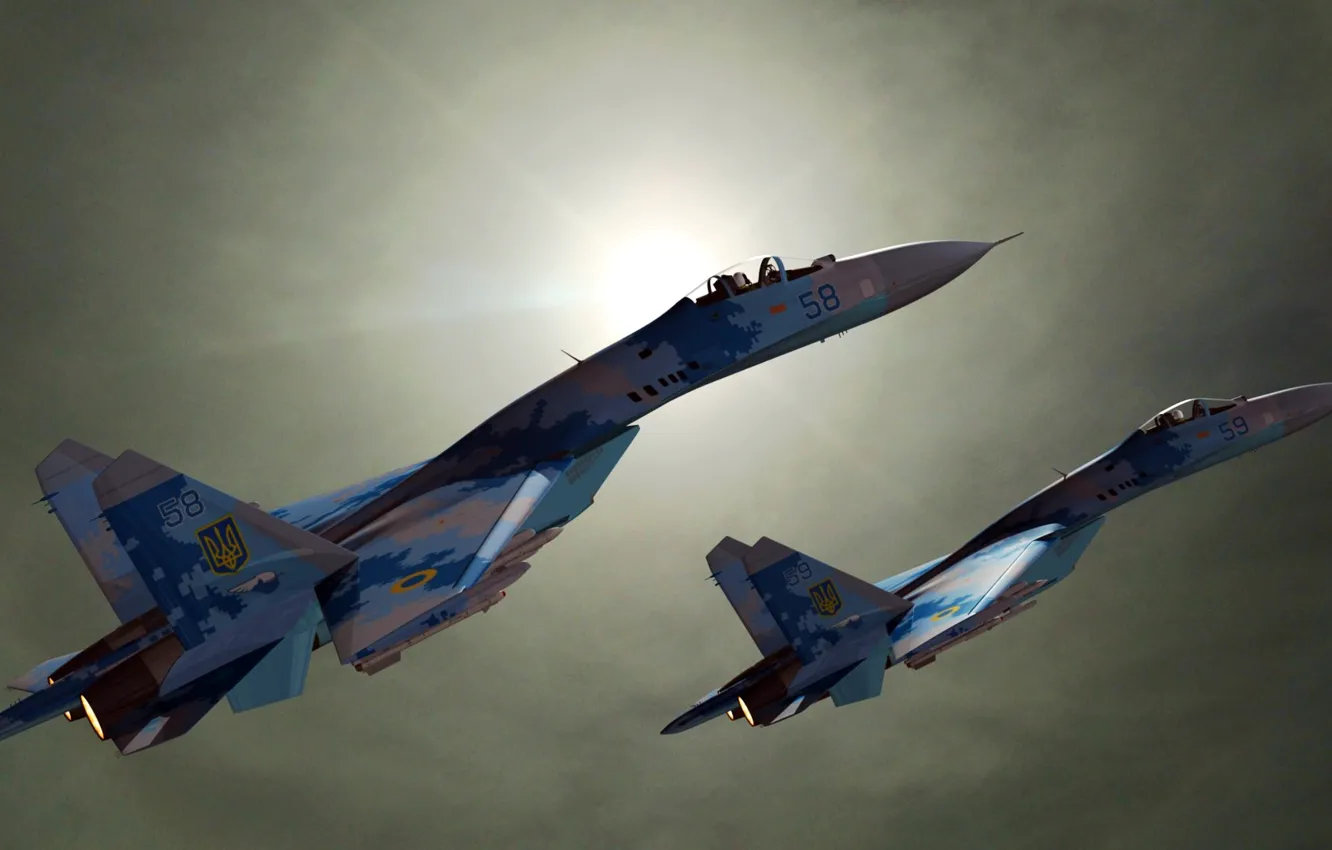 Фото обои истребители, Sukhoi, Ukraine, SU27