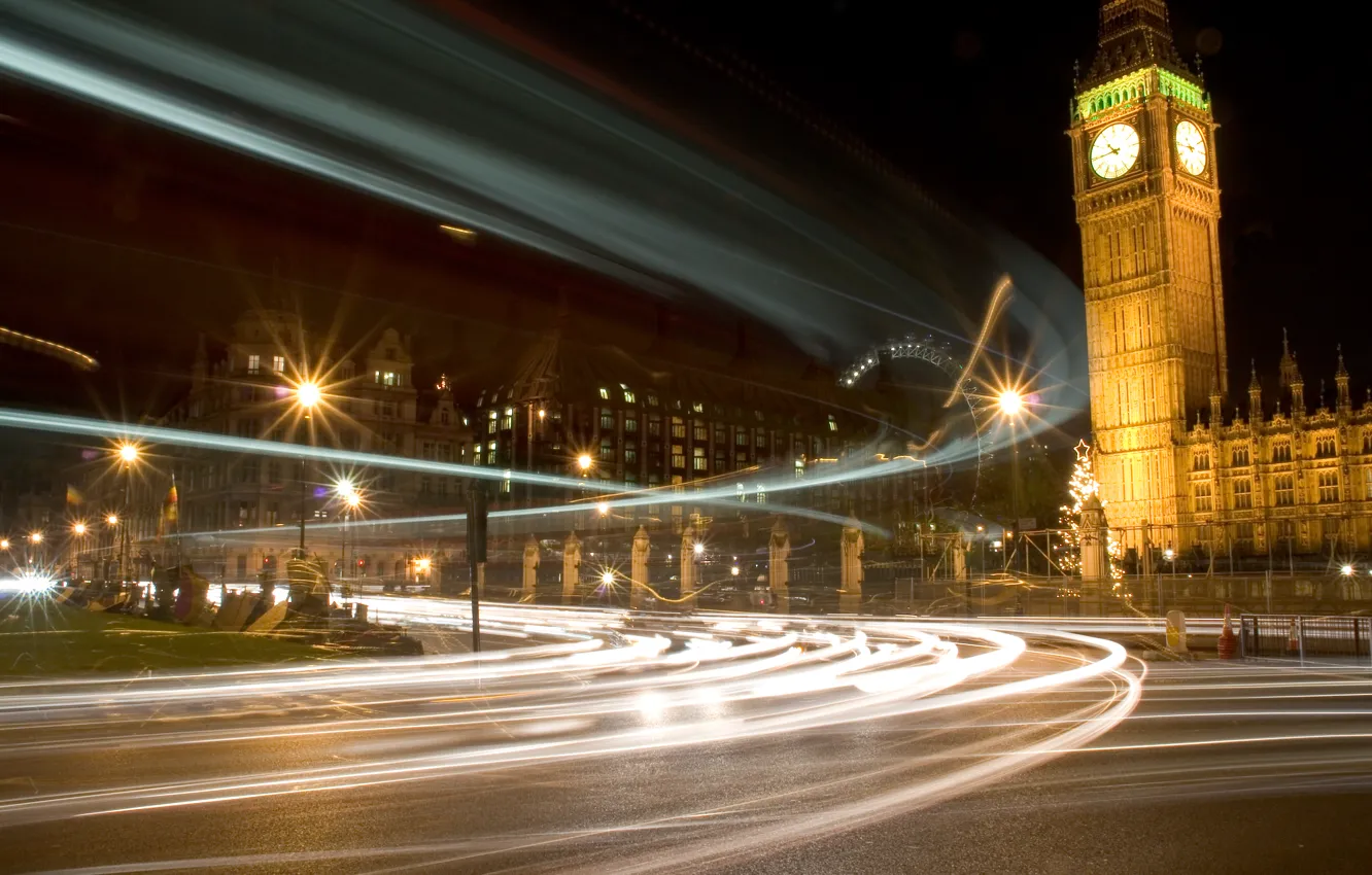 Фото обои Лондон, london, Westminster Lights, bigben