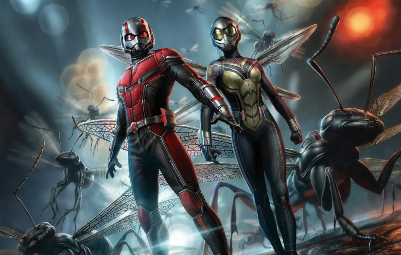 Фото обои Муравей, Marvel, Человек-муравей, Ant-Man and the Wasp, Человек-муравей и Оса, Промо, Promo Art