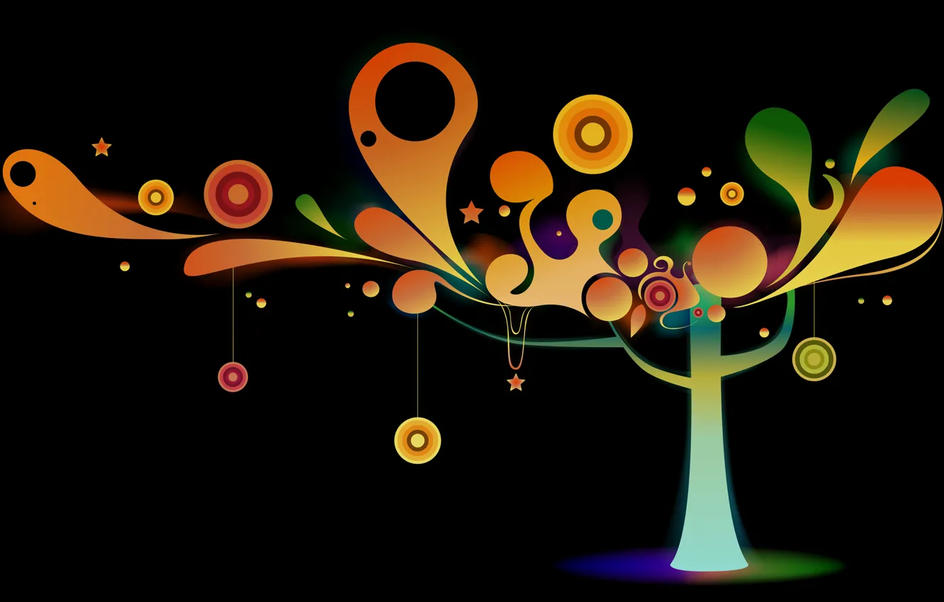 Фото обои украшения, круги, дерево, вектор, цветное