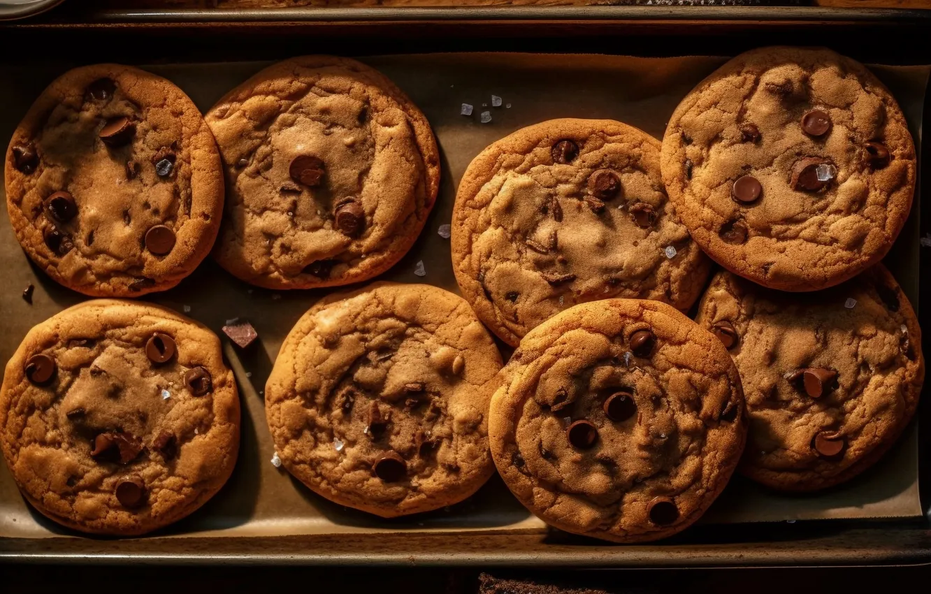 Фото обои chocolate, cookies, stacked, chip, homemade