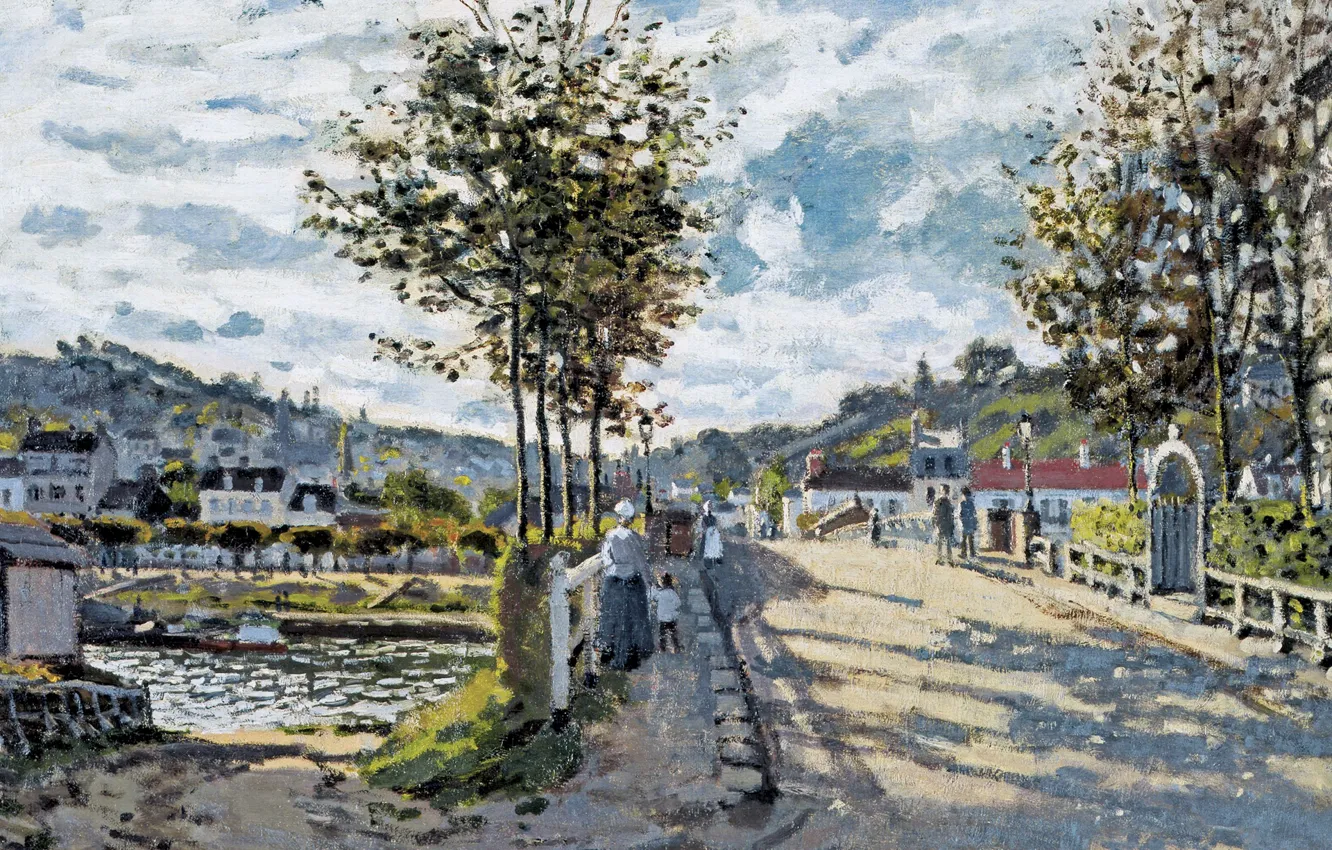 Фото обои пейзаж, картина, Клод Моне, Мост в Буживале