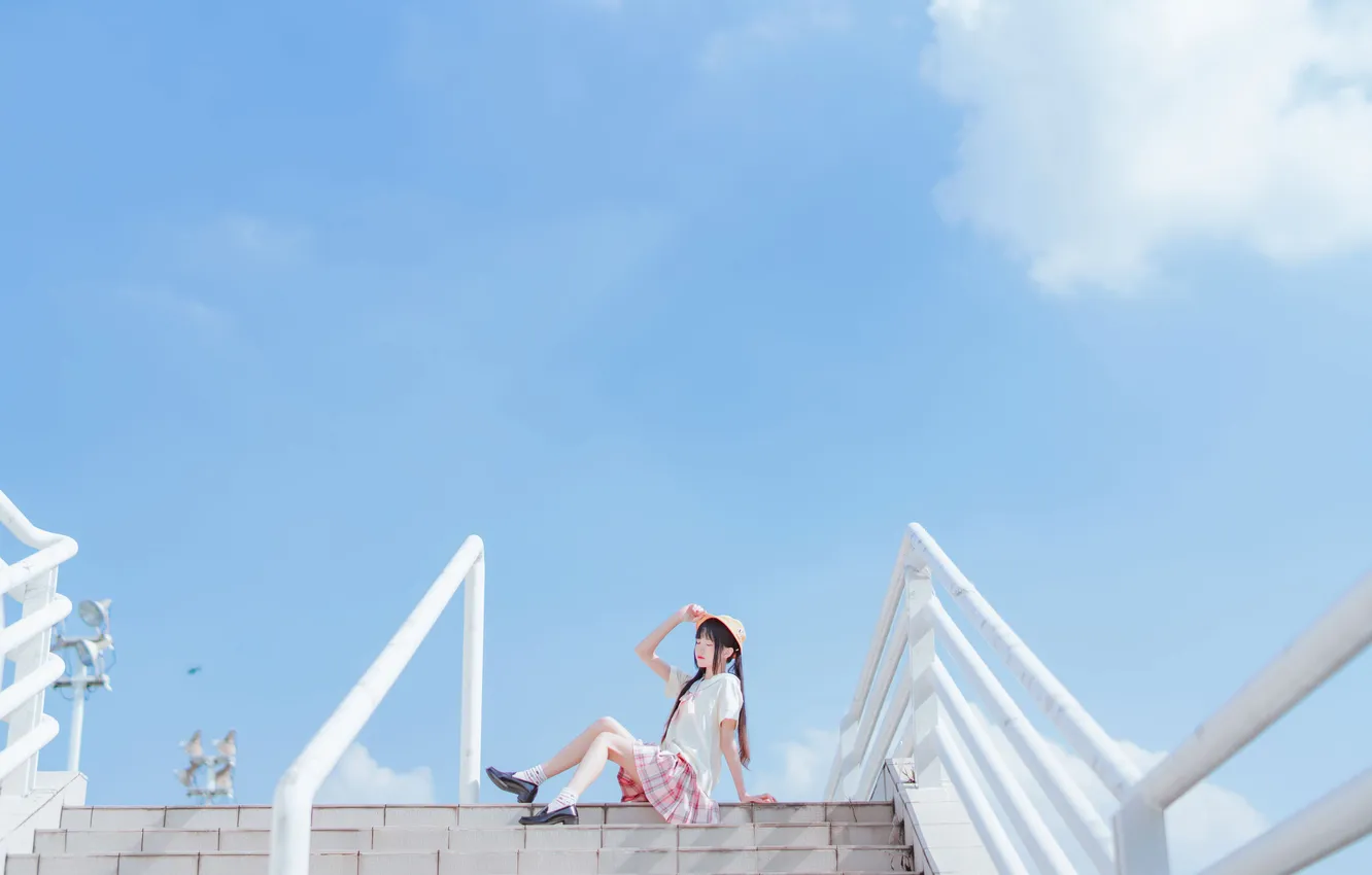 Фото обои Sky, Beautiful, Asian, Model, Woman, Hat, Cute, Pretty