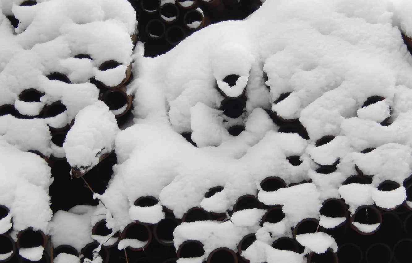 Фото обои зима, снег, фон, widescreen, обои, труба, wallpaper, широкоформатные