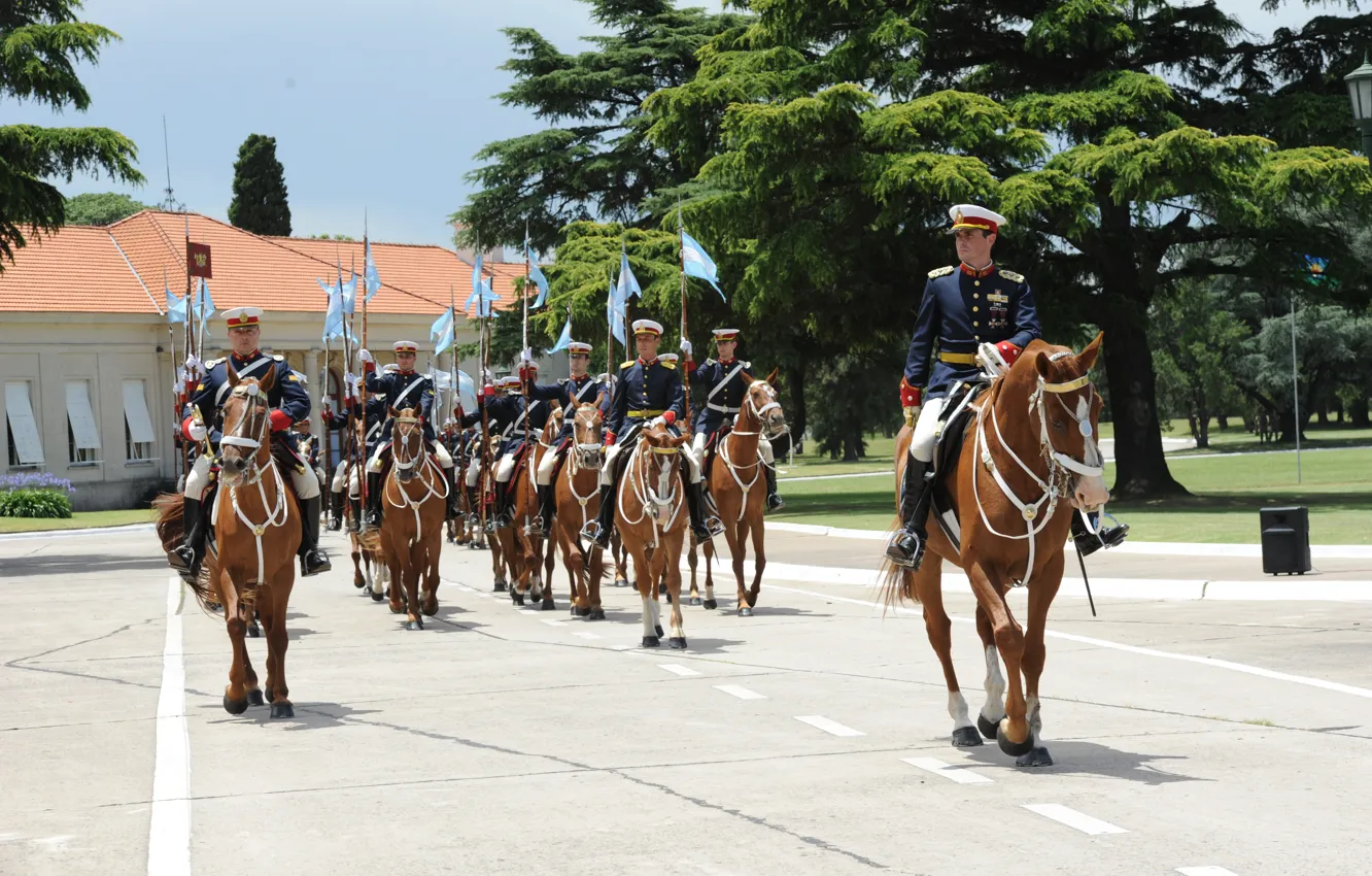 Фото обои Argentina, Soldiers, Horse, Trumpet, Cavalry, Historic, Military Parade