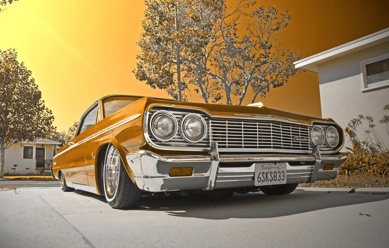 Фото обои машина, фон, 1964 Chevy impala