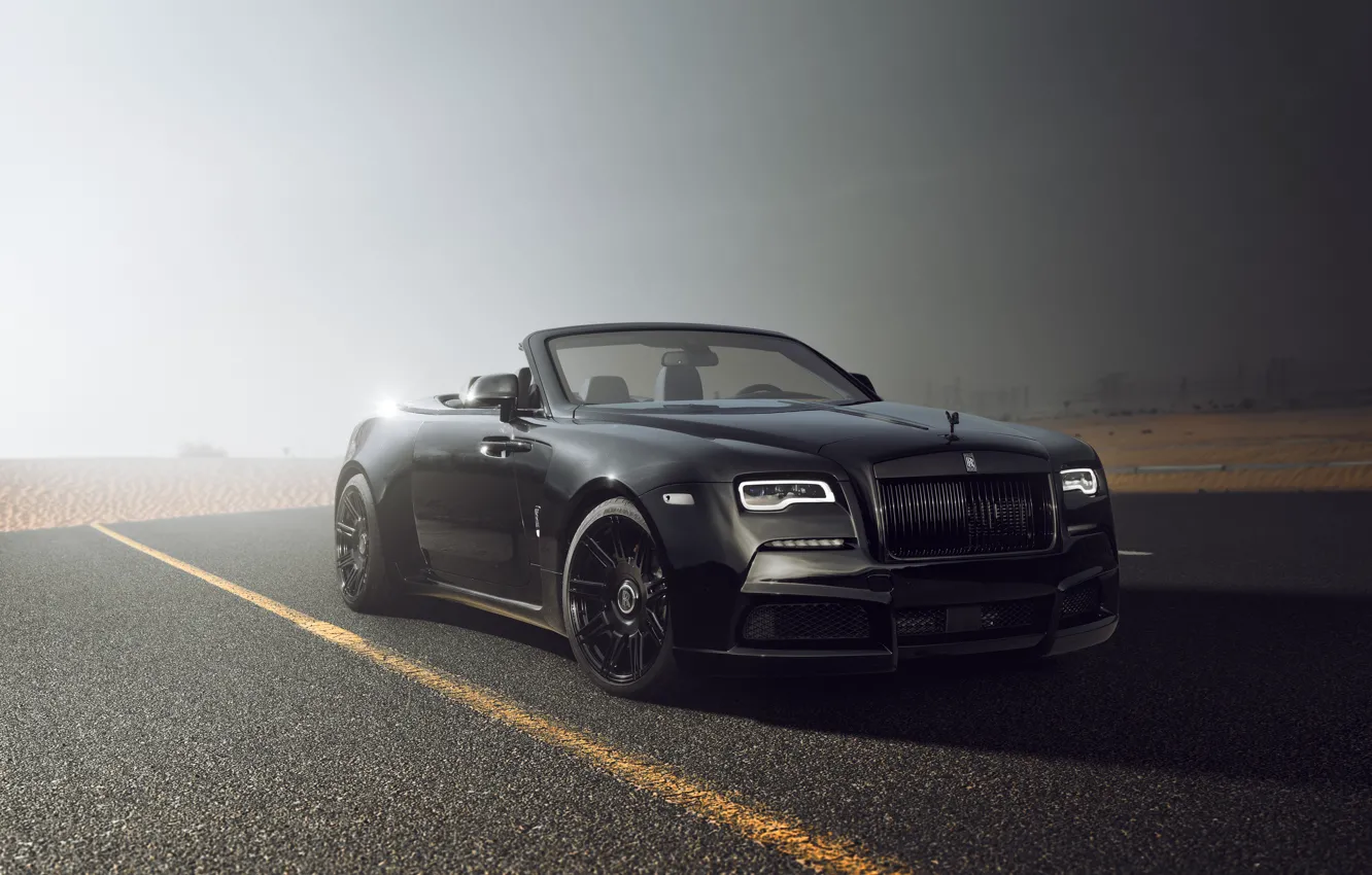 Фото обои Rolls-Royce, Front, Black, Side, Dawn, Road, Cabrio, Spofec