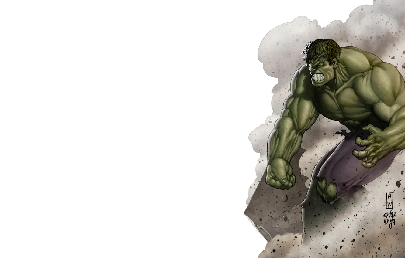 Фото обои зеленый, шорты, пыль, злой, Халк, Hulk, MARVEL, Bruce Banner