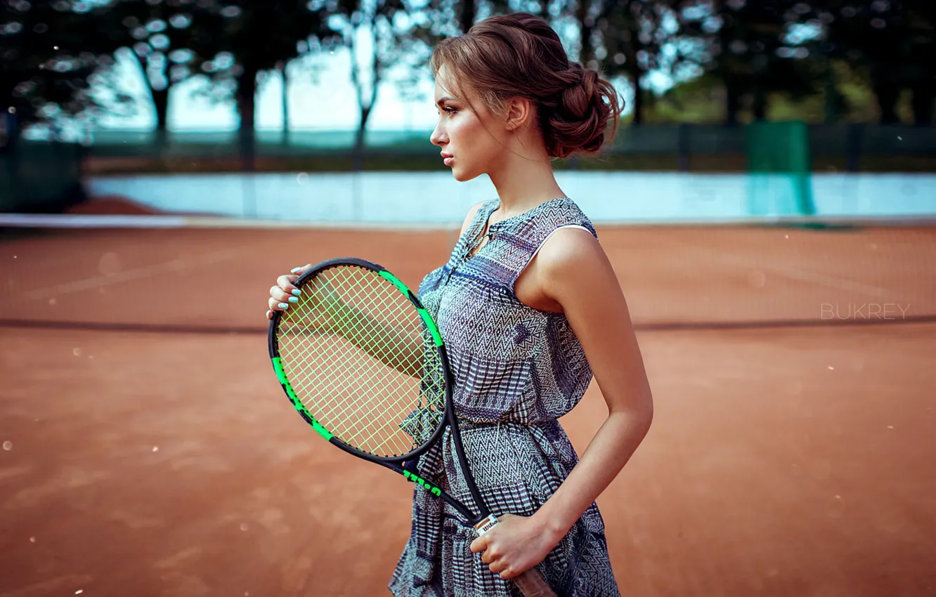 Фото обои Девушка, ракетка, теннис, корт, Kirill Bukrey, Анна Голуб