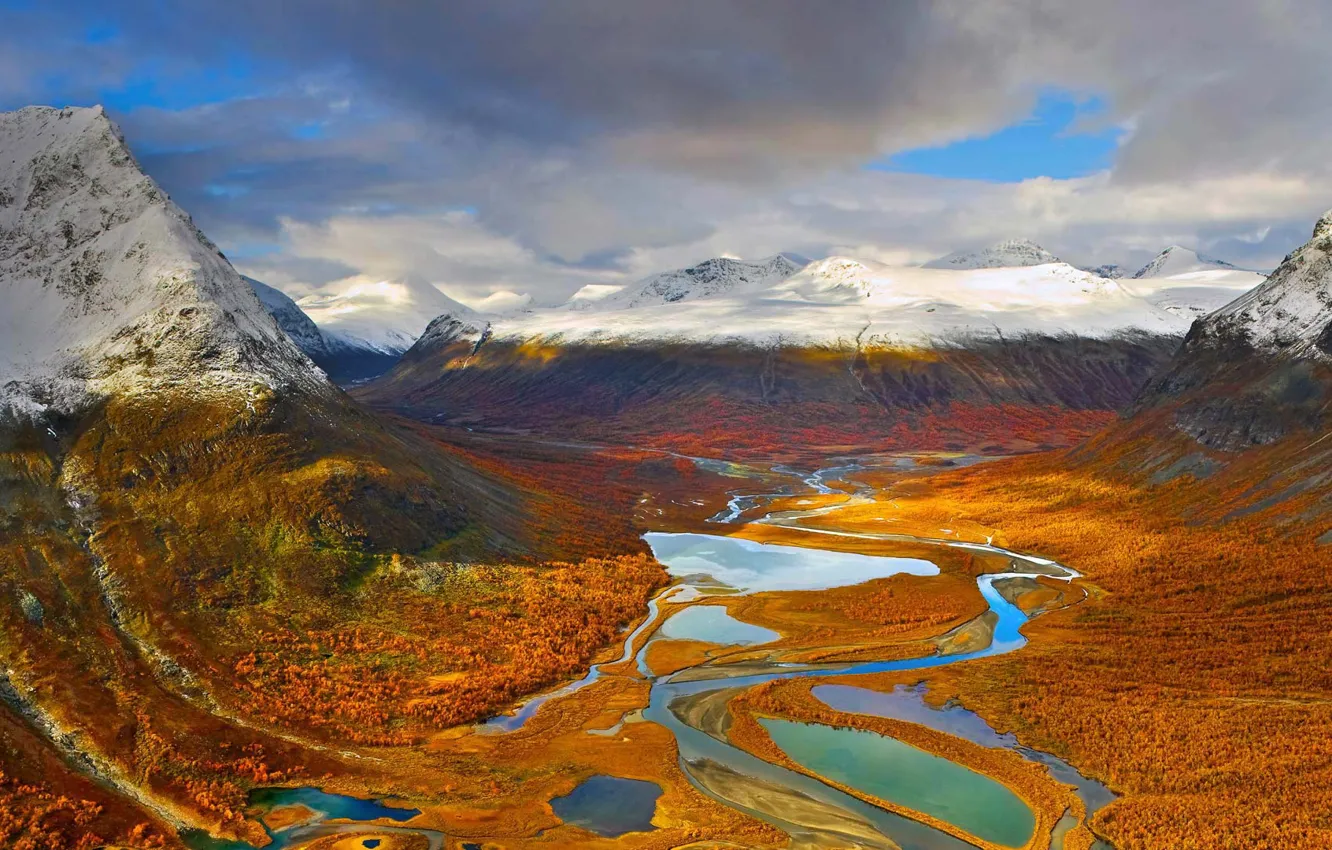 Фото обои природа, ландшафт, Швеция, Sweden, Sarek National Park, Rapadalen, Национальный Парк Сарек, Долина Рапа