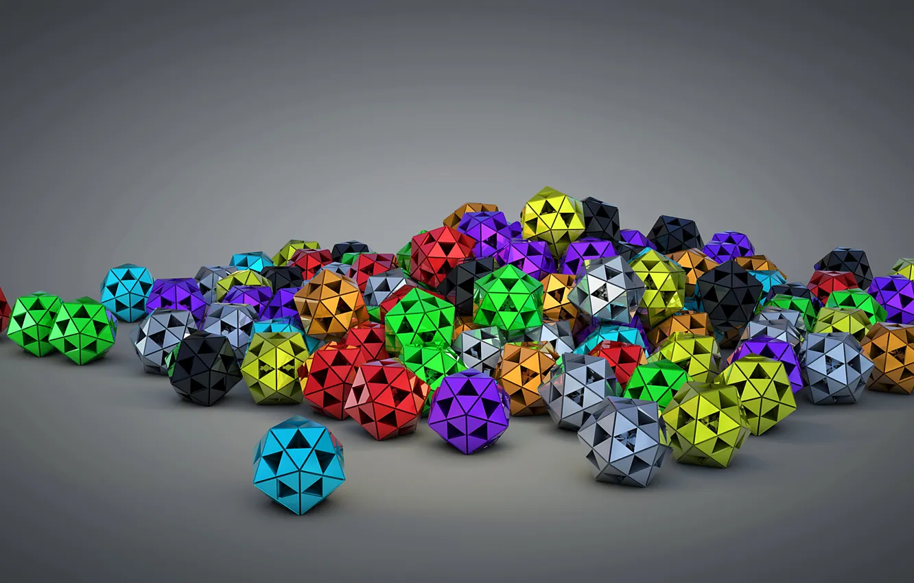 Фото обои абстракция, мяч, цвет, объем, треугольник, многогранник