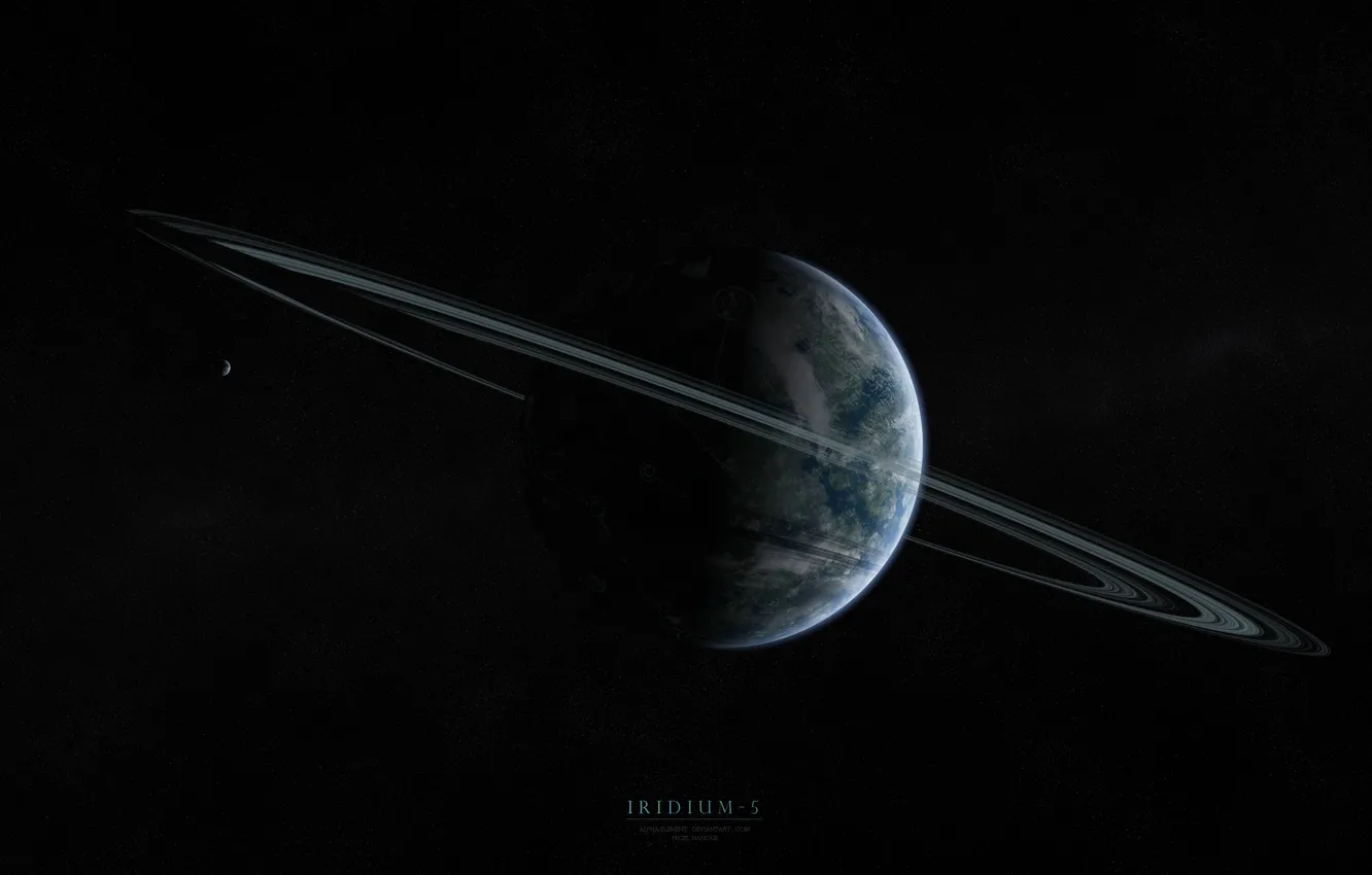 Фото обои звезды, планета, спутник, кольца, iridium-5