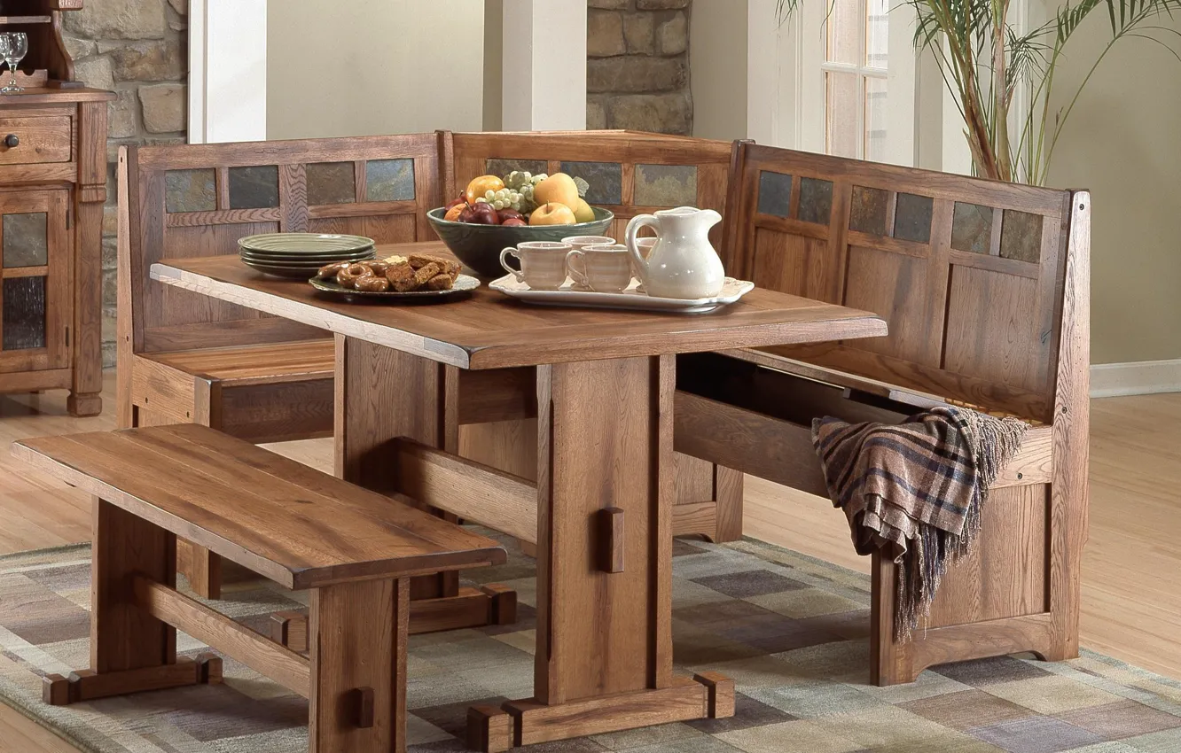 Фото обои vintage, furniture, dining room, oak table