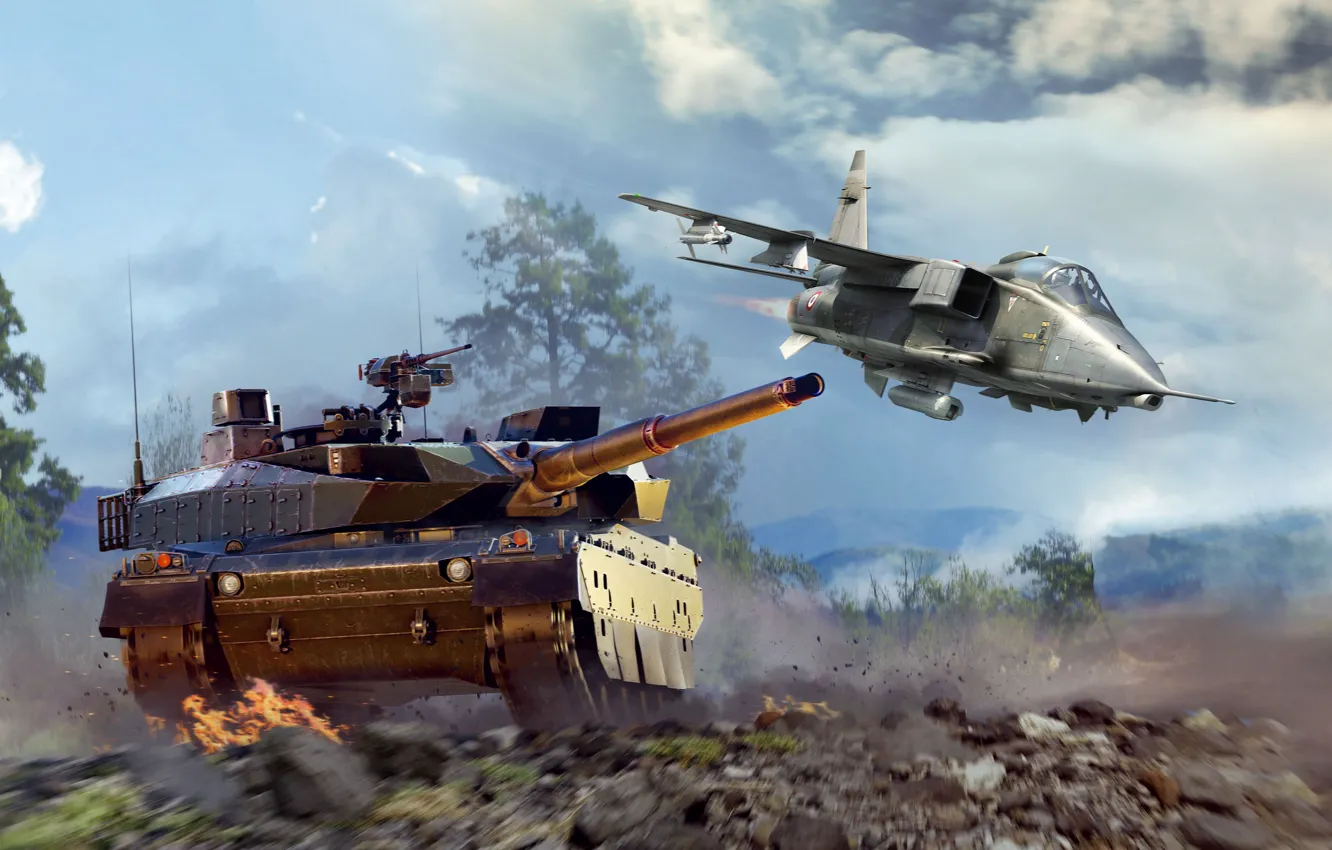 Фото обои Игра, Самолет, Истребитель, Танк, Game, War Thunder